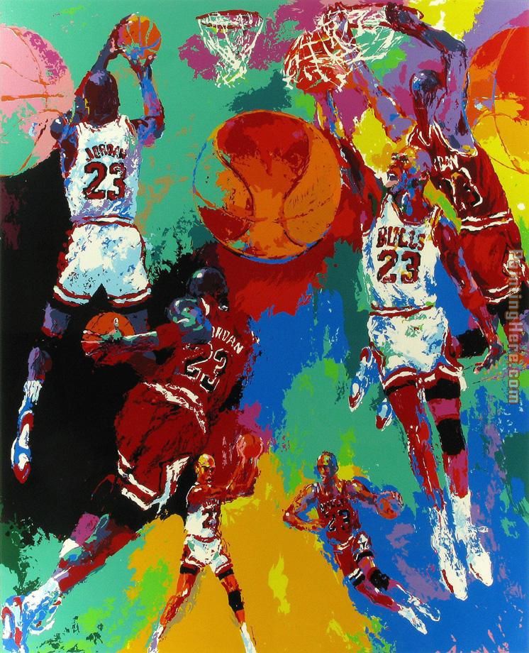 Michael Jordan painting - Leroy Neiman Michael Jordan art painting